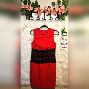 Suzy Shier Lace Detail Midi Dress